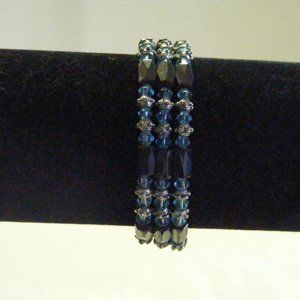 21" Hematite w/ blue beads bracelet